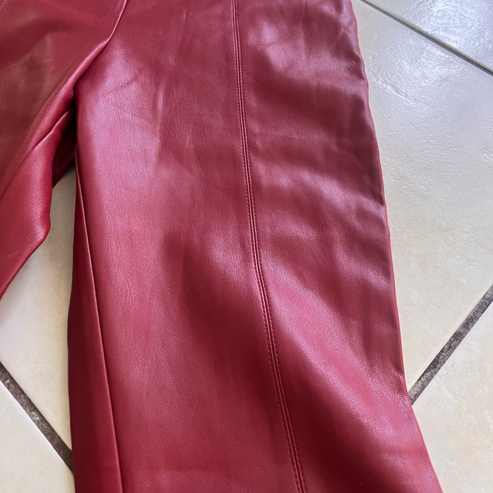 Zara pleather Maroon Pants - Picture 7 of 12